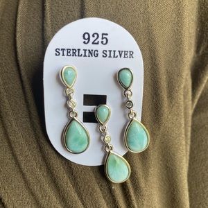 925 silver natural larimar pendant & earring set